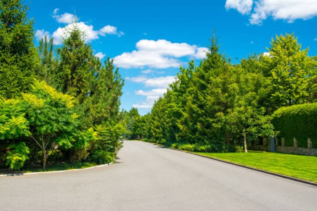 Residential neighborhood with maintained trees and landscaping in Cuyahoga Falls, Ohio