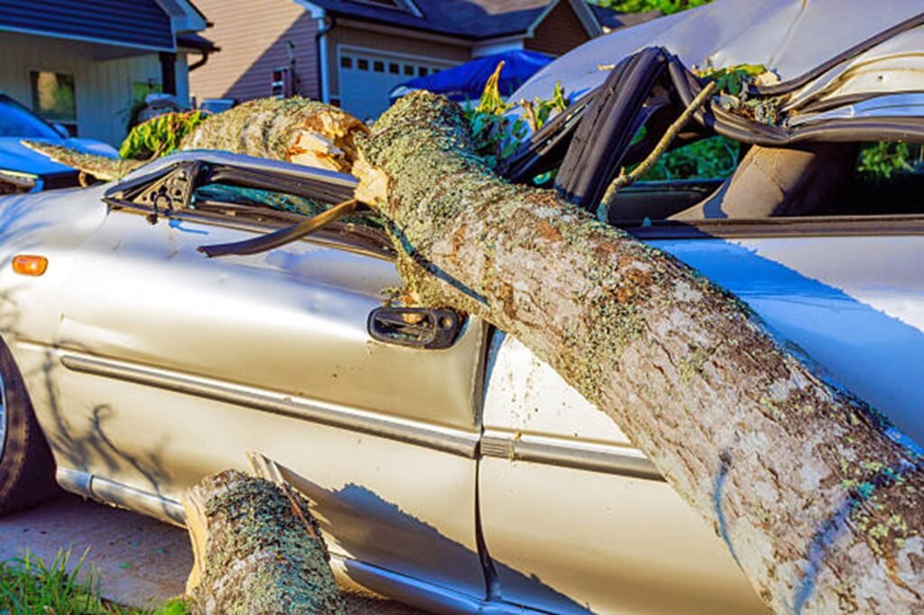 Storm damage cleanup, removing fallen trees and debris after severe weather in Cuyahoga Falls, OH
